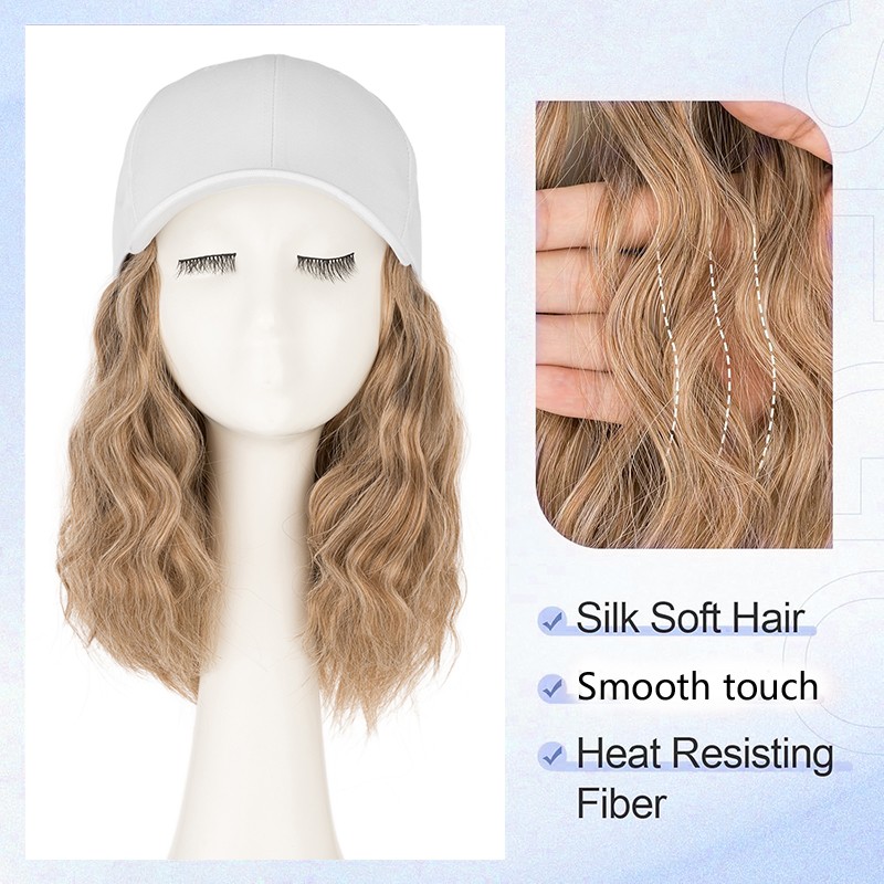6in/8in Baseball Cap with Hair Extensions Real Natural As Human Hat Hairpiece