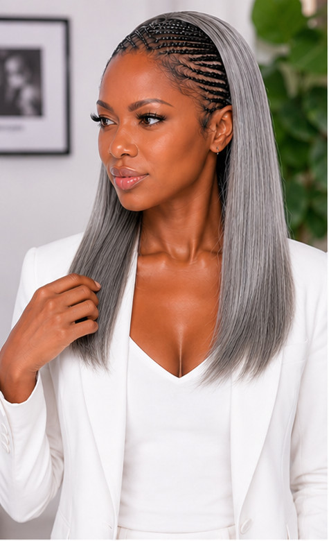 Foxy Silver Yaki Bulk, 100% Human Hair, 12″-18″, Natural, Tangle free hair