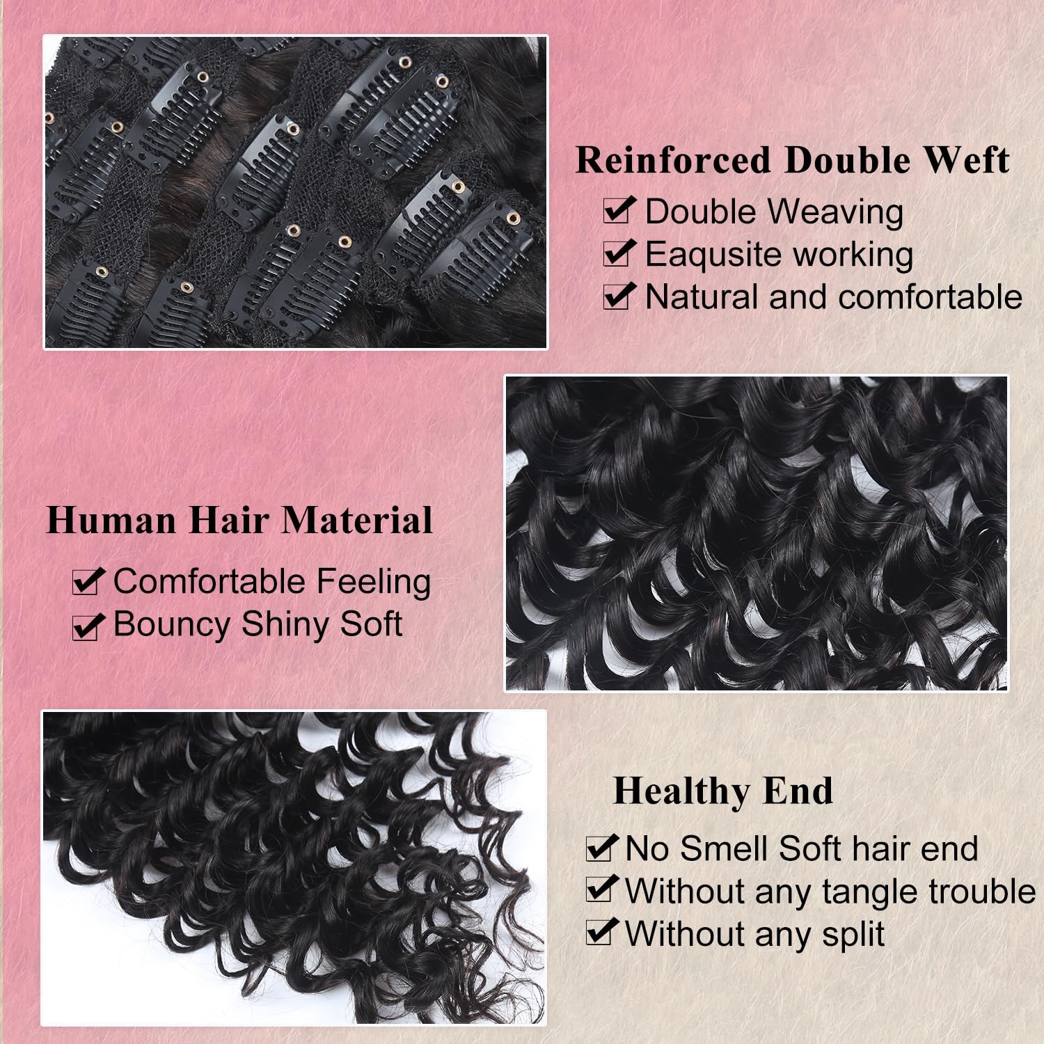 Unipearl Deep Wave Clip In Hair Extensions Real Human Hair 14 Inch Deep Curly