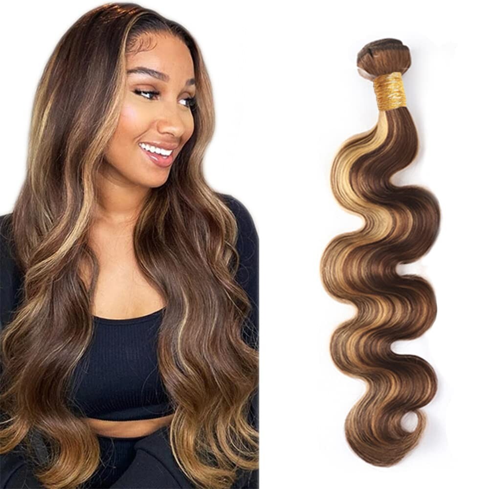 P4/27 Highlight Body Wave Bundles Human Hair Bundles Blonde Remy Hair Weft