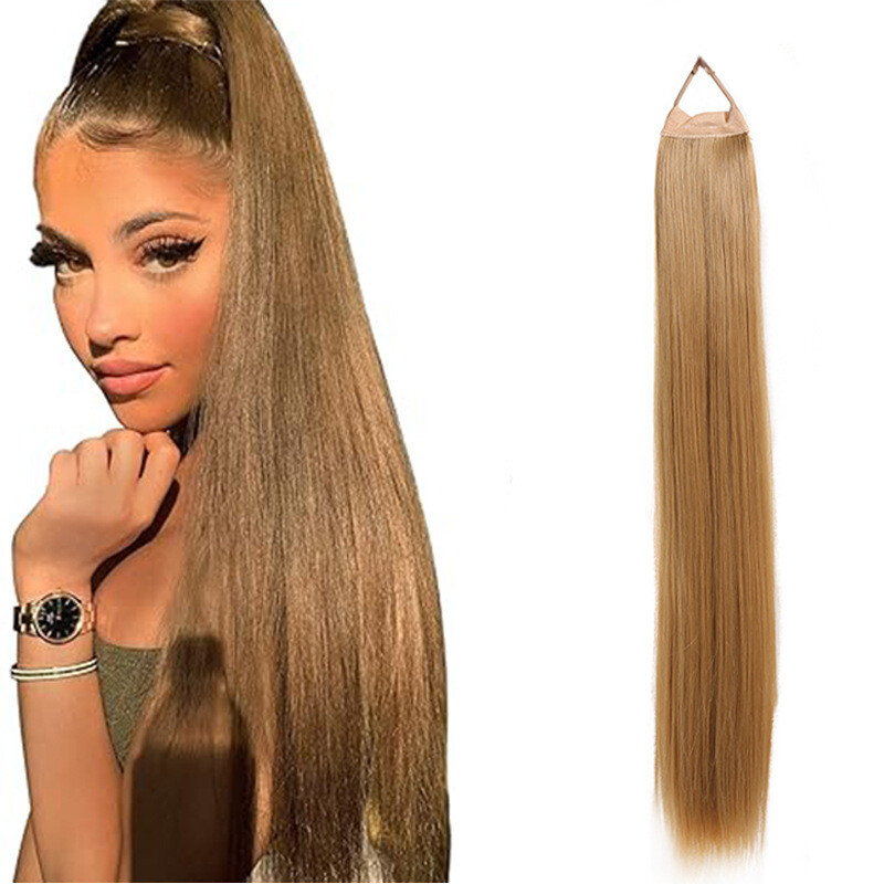 Synthetic Straight Ponytail with Hair Tie Wrap Around Hair Extension for Women