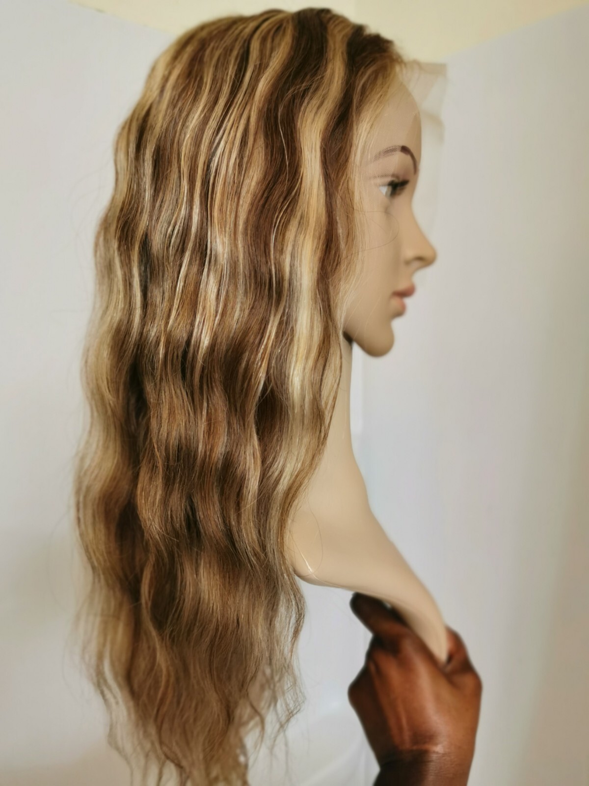 24” High Quality Hightlight Blonde Brown Human Hair 6X13 Front Lace Wig