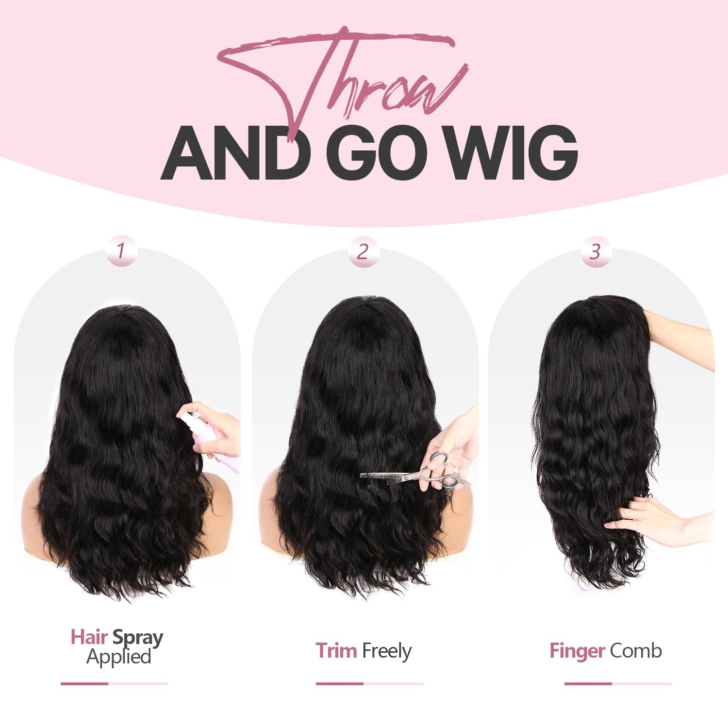 Wiger Human Hair Wavy Wigs For Black Women Natural Wave Wig Bangs Glueless