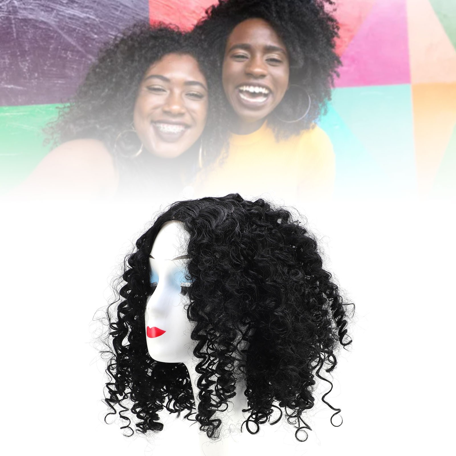 14in Short Curly Deep Wave Wig Middle Part Glueless Adjustable Size