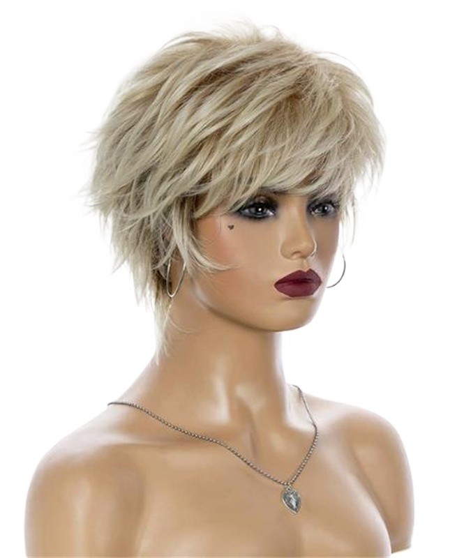 Short Shag Capless Curly Layered Synthetic Hair Wigs For Women Natural Daily Wig