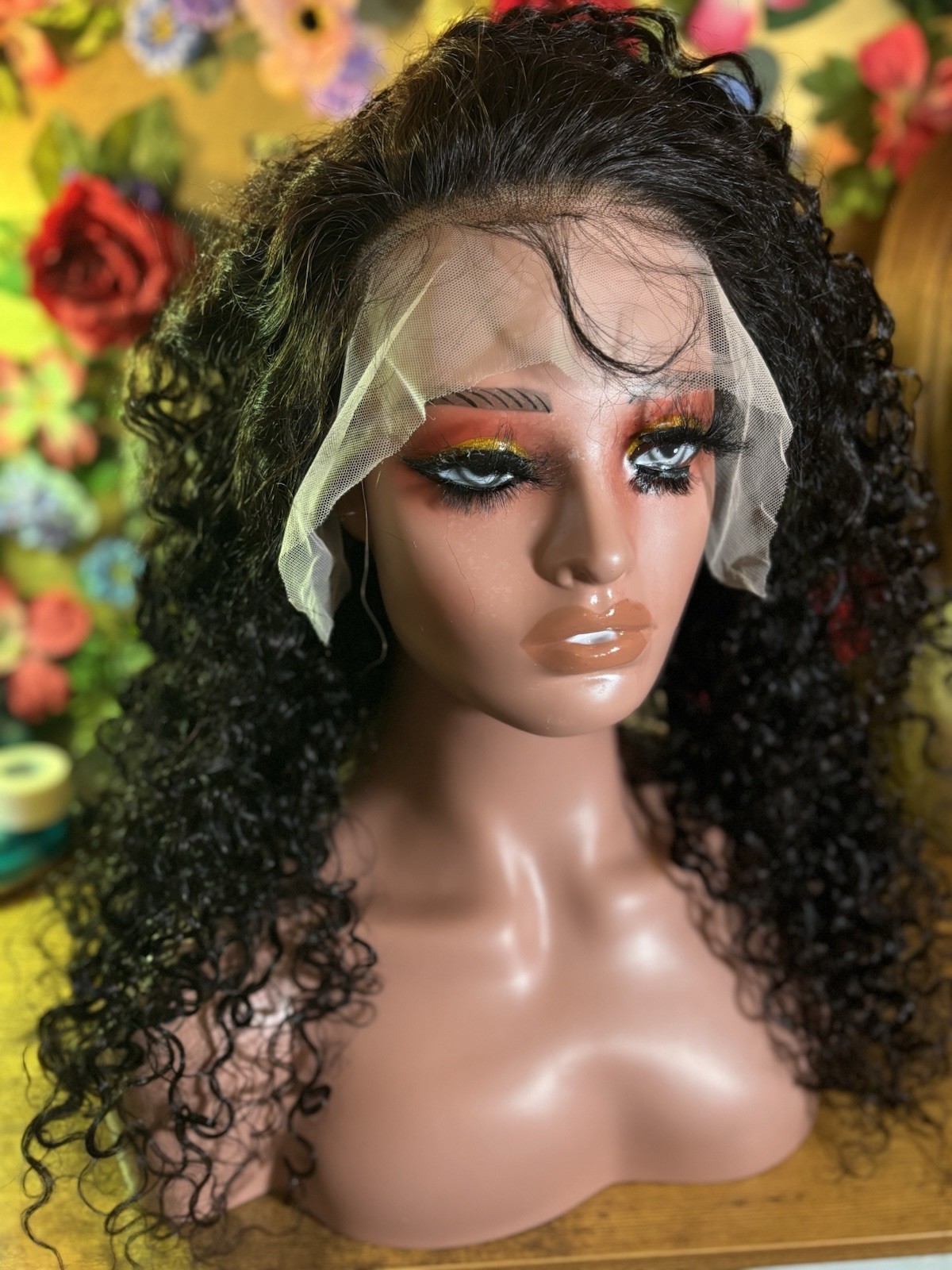 20” Natural Black Deep Wave Lace Front Human Hair Wig With Free Kit Included!!!!