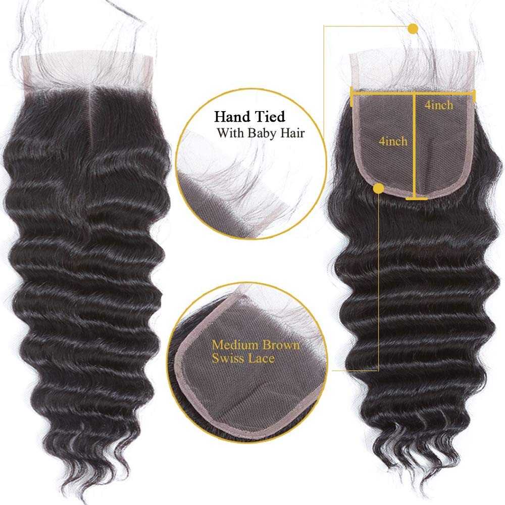 Qthair Loose Deep Wave Hd Lace Closure 10 18A Grade Braizlian Loose Deep Wave