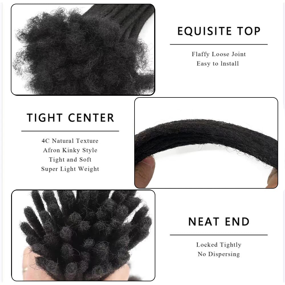 Miuulaar Dreadlock Extensions Human Hair 12 Inch 0.6Cm Width 20 Strands Locs