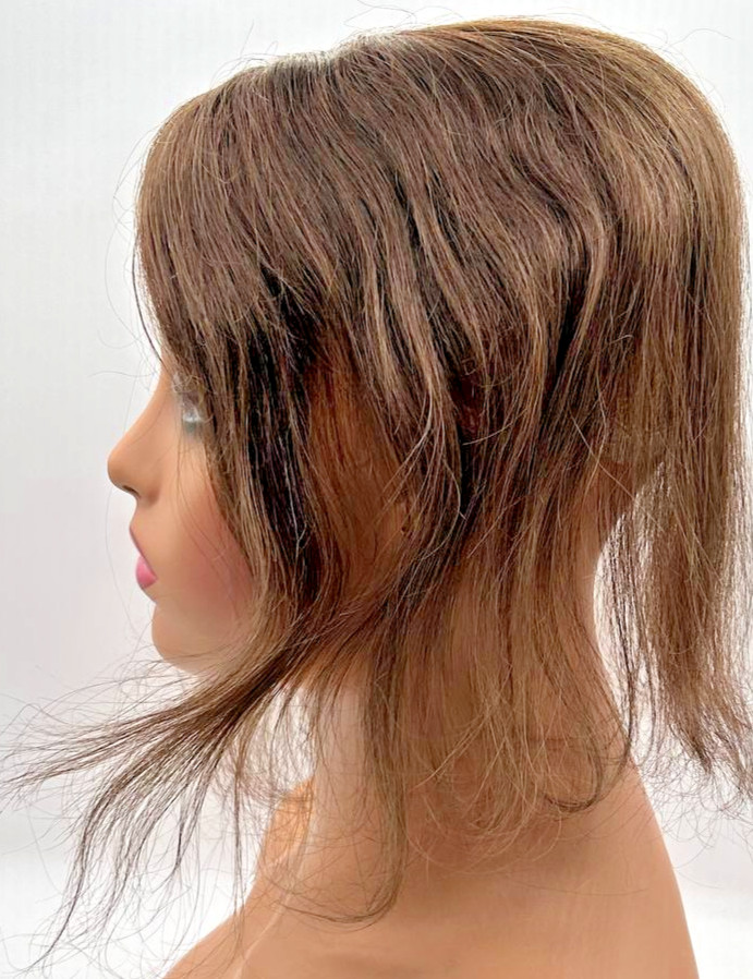 Benehair 12in Straight Human Hair Dark Brown Topper 9 * 12CM Silk Base