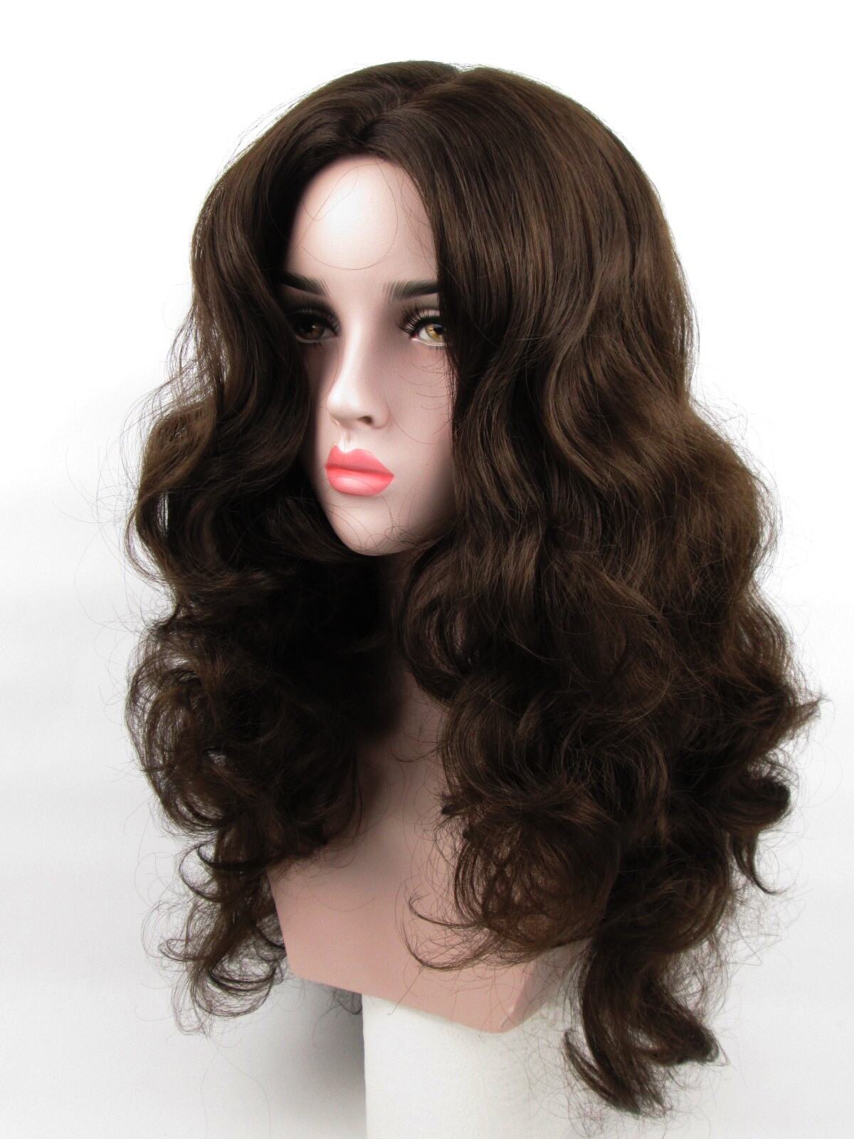 WOMENS LONG LOOSE SOFT CURLS CURLY WAVY LAYERED WIG NO BANGS CASSIE SKIN TOP