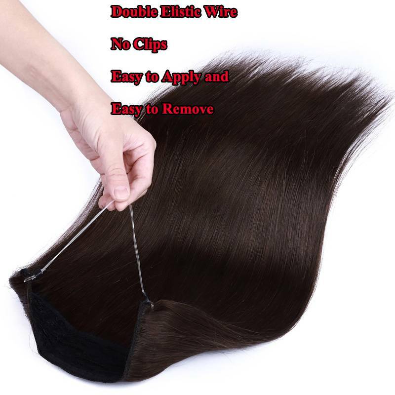 Balayage Thick Wire In Real Human Hair Extensions Hidden Headband One Piece Weft