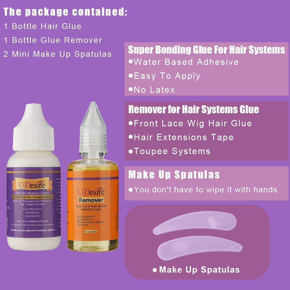 Lace Wig Glue Hair Replacement Adhesive & Remover 4cmx0.8cm, White