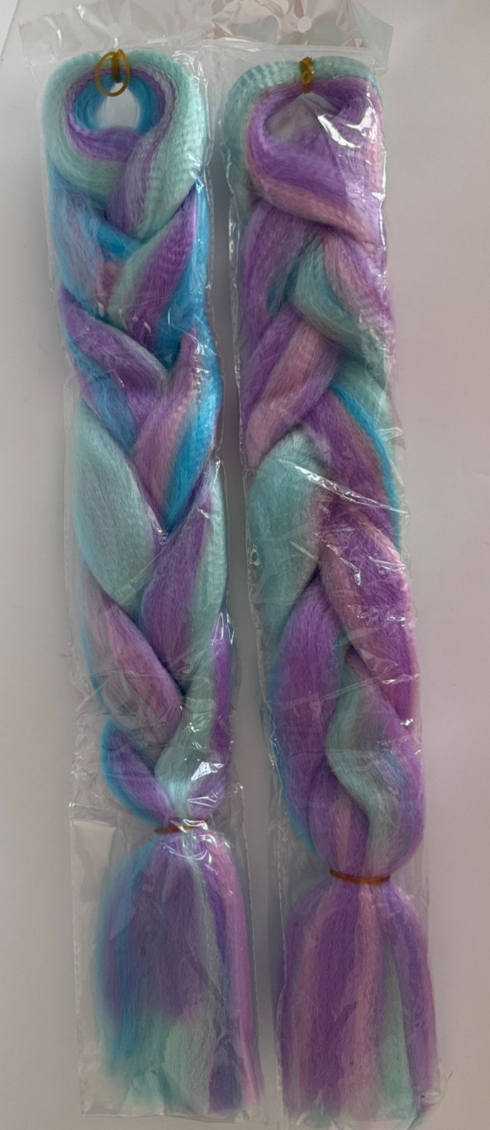 Lot of 2 Rainbow Braiding Hair Multi Color Purple Blue Pastel Hair 22 inch