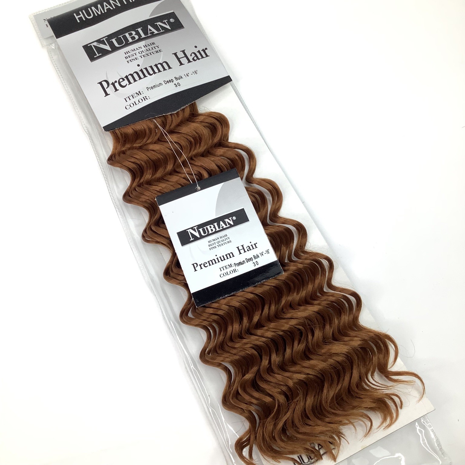 NUBIAN Premium Deep Bulk Human Hair Extensions 14″-16″ Color 30 Wavy