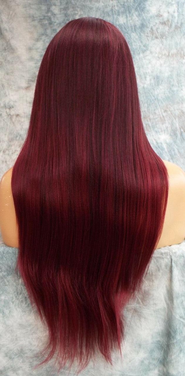 LACE FRONT C PART STRAIGHT WITH SIDE BANG WIG T1B.BURGANDY GORGEOUS SEXY 471