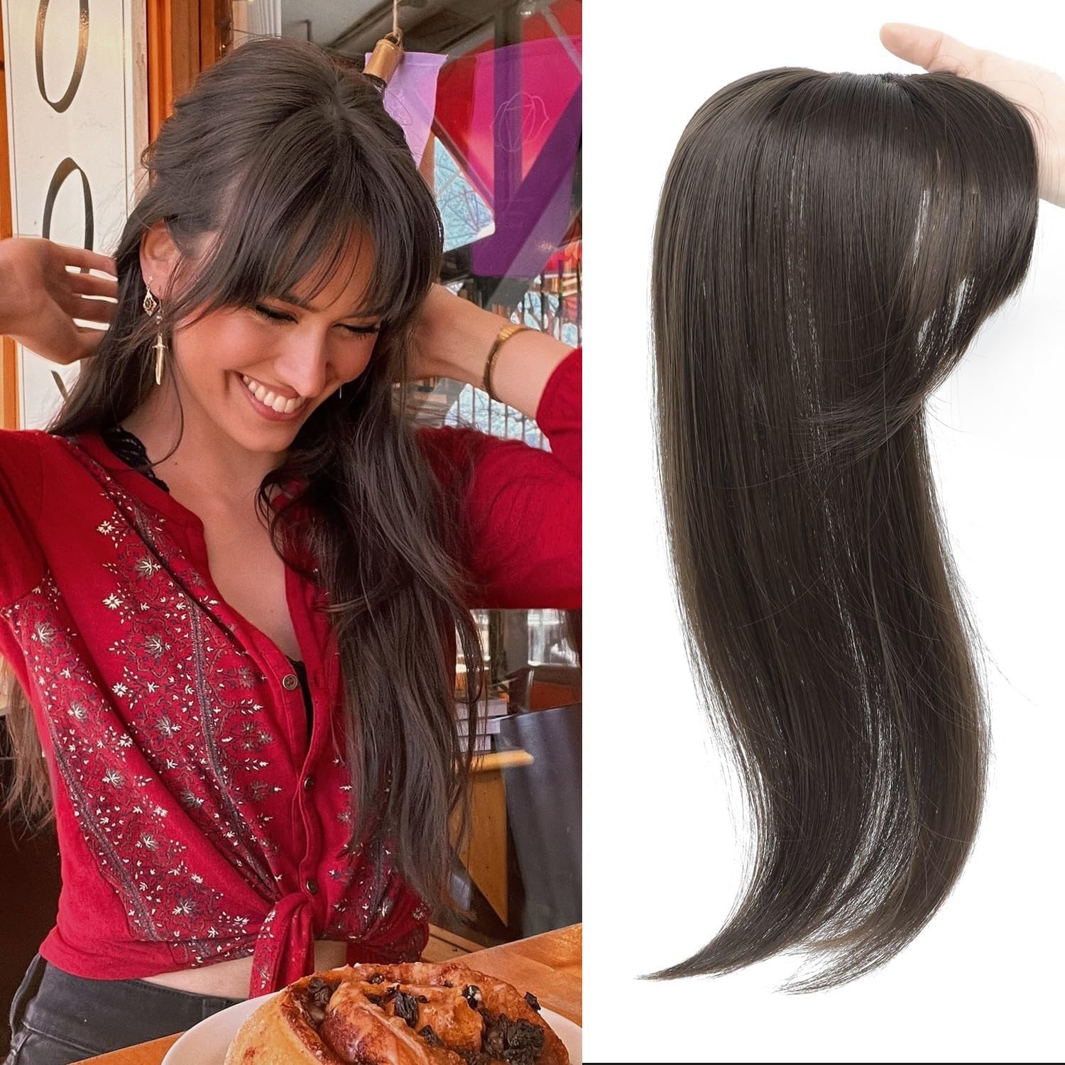 CIVRIE 18 inch Hair Topper Brown straight 360 woman wide center part quality