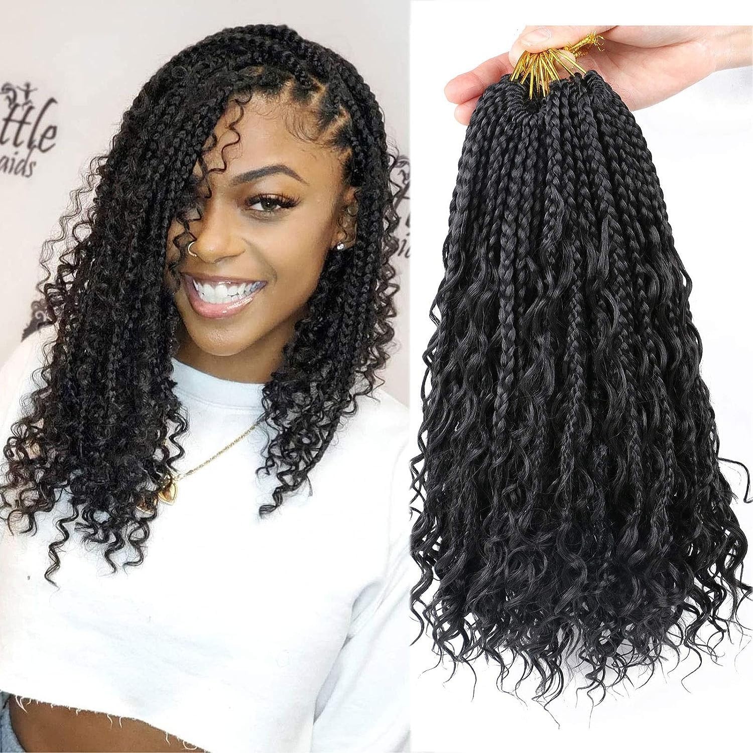 Goddess Box Braids Crochet Hair – 14 Inch, Curly Ends, 8 Packs