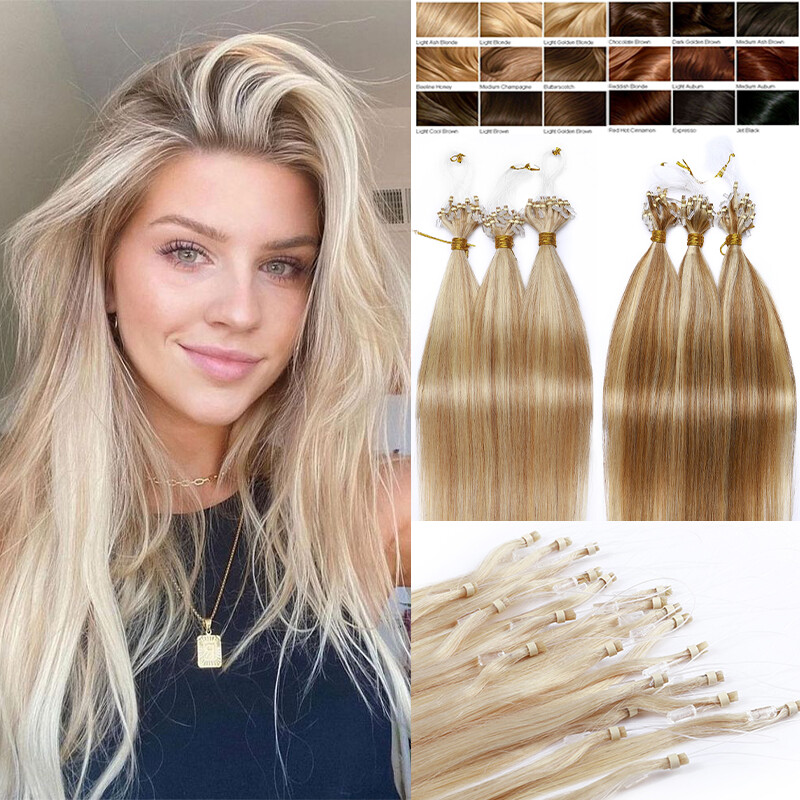 Micro Loop Ring Human Hair Extensions 100% Real Blonde Thick Strands 150G 1g/s