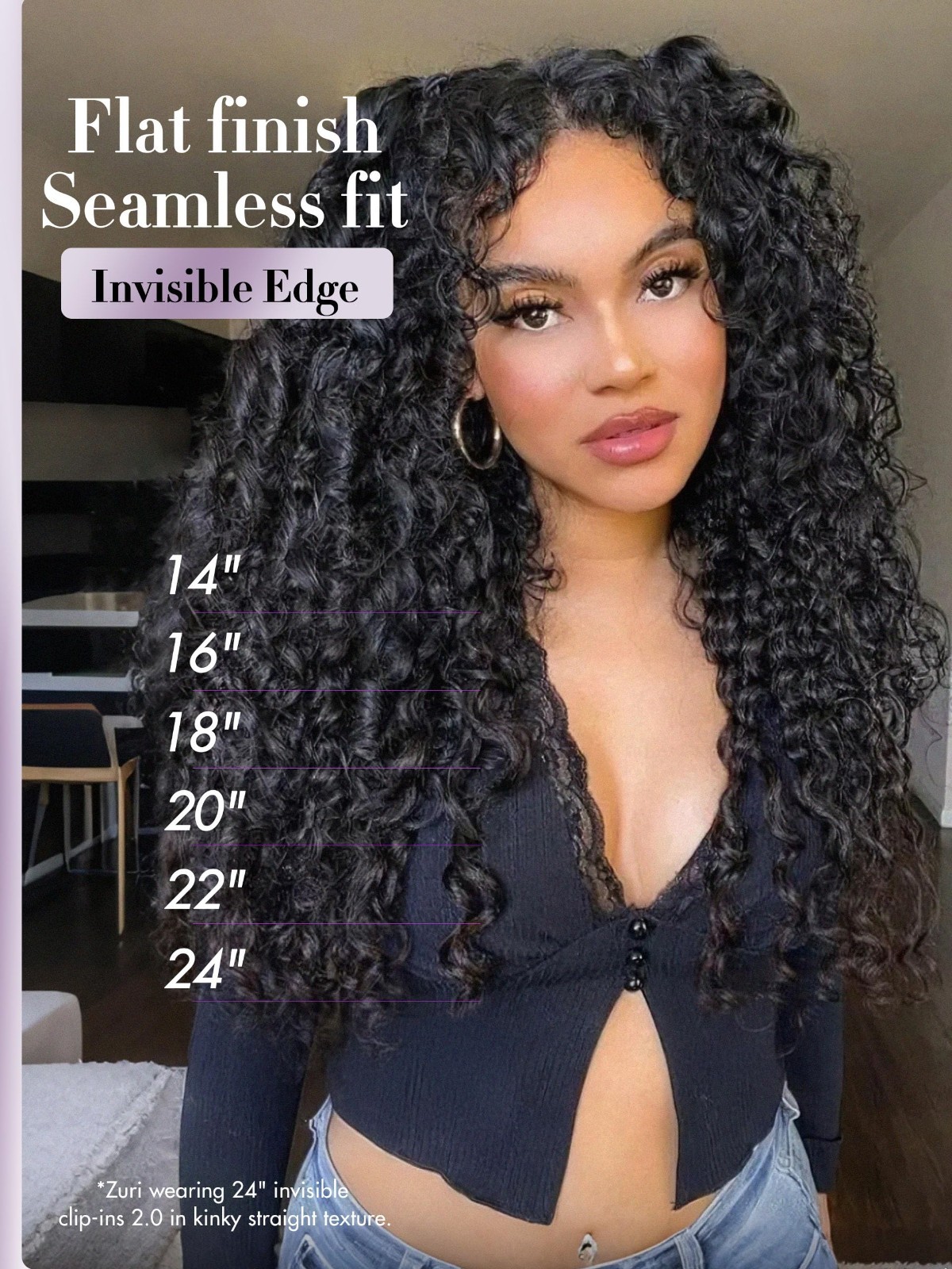 Invisible Messy Curly Clip-In Hair Extensions, 18″ Remy Human Hair, 110g, 6Pcs –