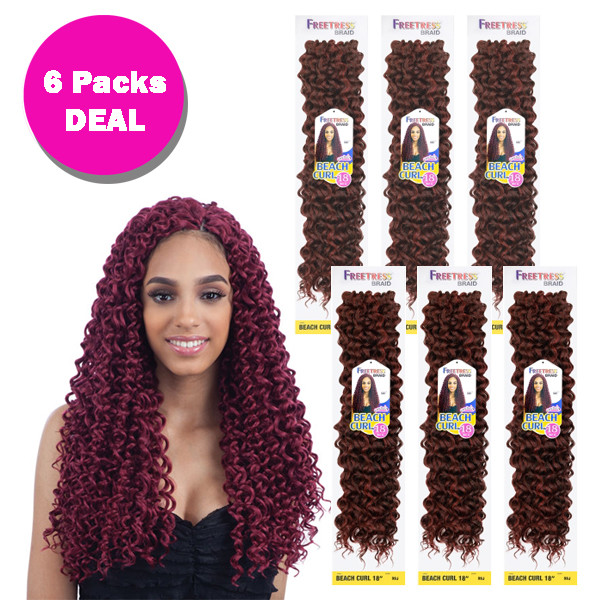 *MULTI PACK* BEACH CURL 18″ – FREETRESS SYNTHETIC CROCHET BRAID