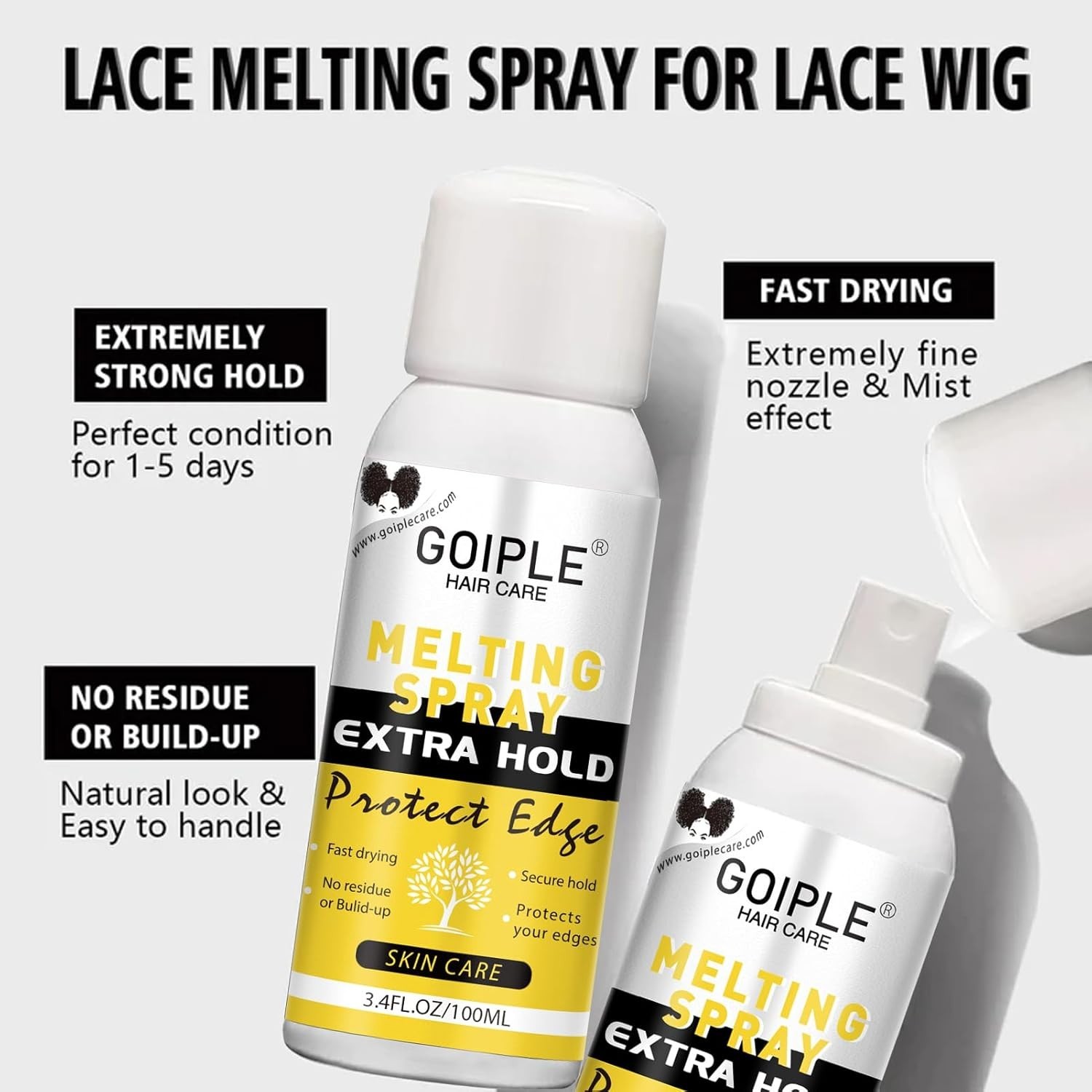 No Residue Lace Melting Adhesive Spray – Long-Lasting Hold for Wigs, 3.4 oz