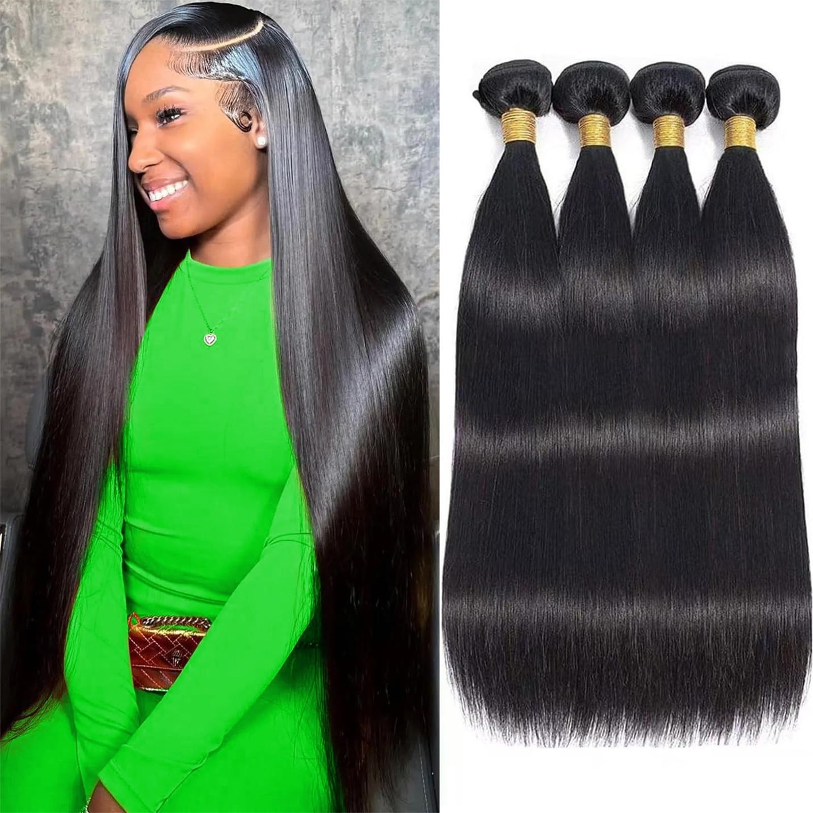 12A Human Hair Bundles 18 20 22 24 Inch 4 Straight Bundles Human Hair 100% Un…
