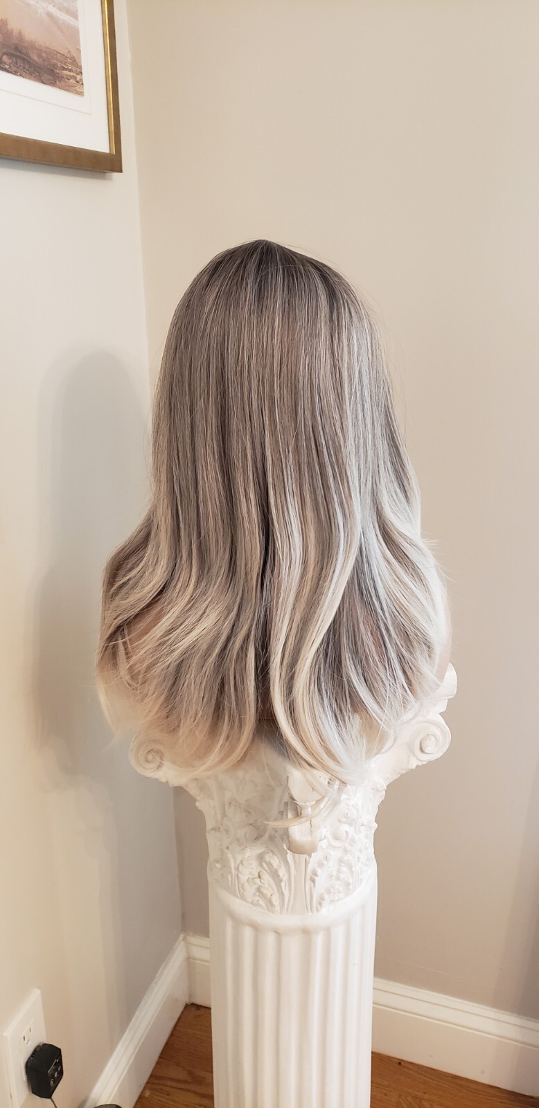 Balayage Wig – Human Hair Blend Platinum Blonde Silver Black Rainbow Multicolor