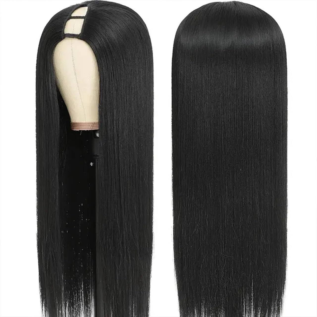 20 Inch U Part Wig Human Hair, Straight Drawstring Glueless Wear & Go, 200% Dens