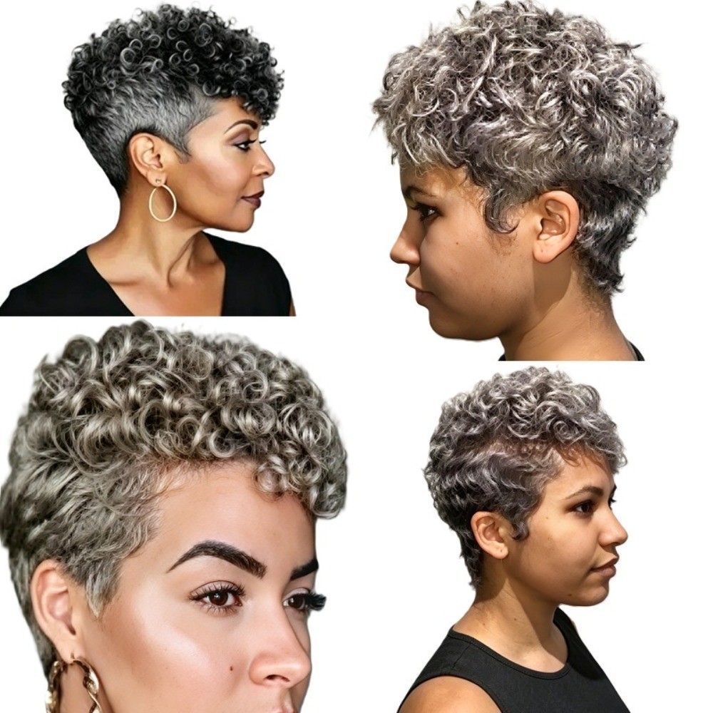 Full Machine Made Hair Wig None Lace Gray Mix Salt And Pepper Ready