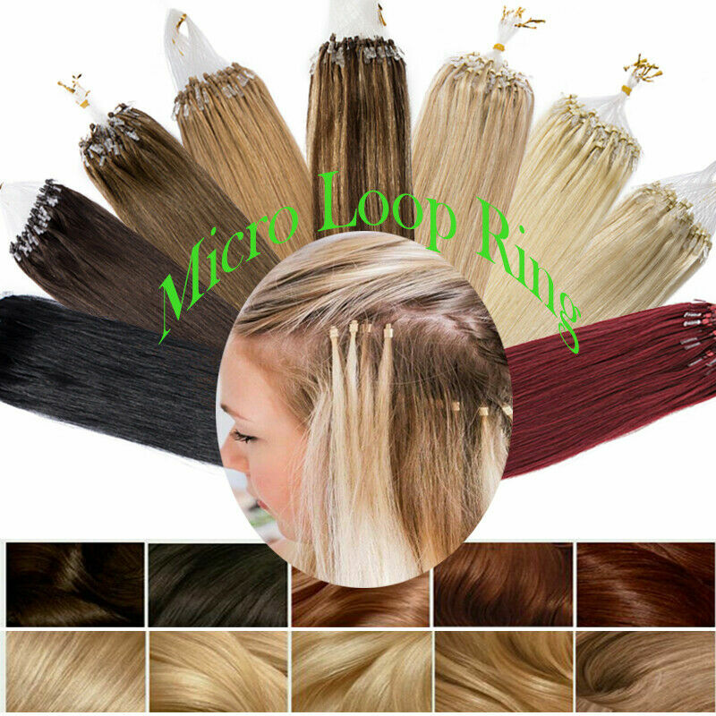 Micro Rings Link Loop Beads Tip 100% Real Remy Human Hair Extensions Natural US