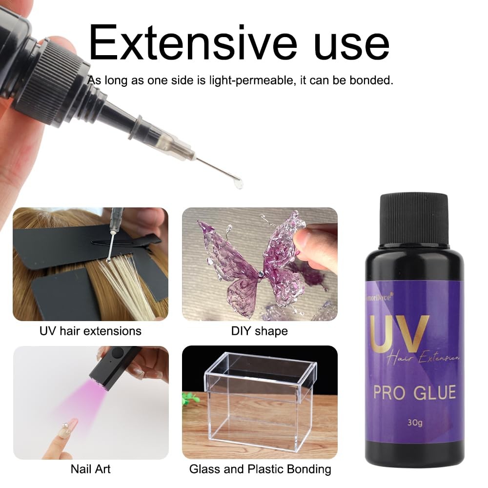 30g Invisible UV Hair Extension Adhesive for Bonding and Removable Use