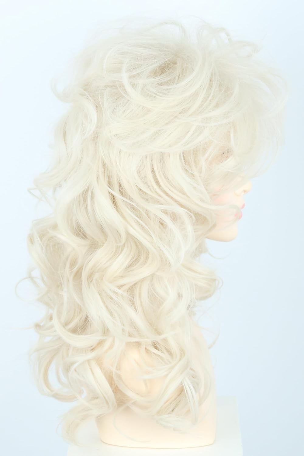 Beige Long Curly 80s Rocker Wig Women Halloween Party Costume Accessory