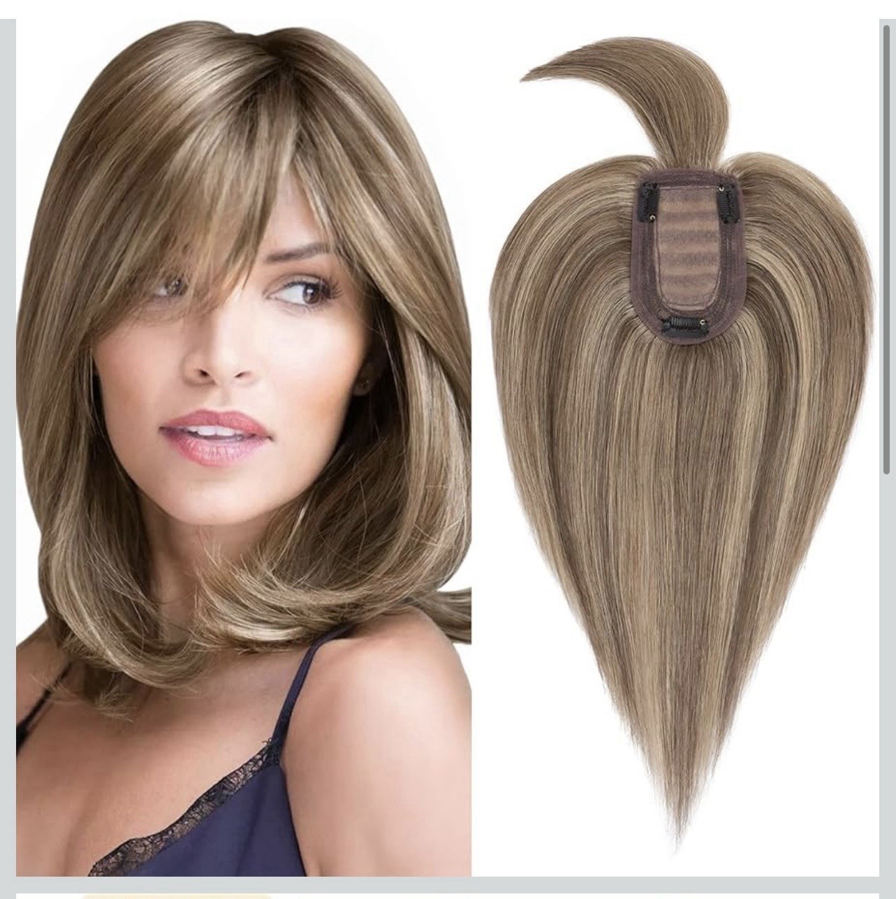 Rich Choices Hair Toppers 100%Remy Human Hair Medium Brown Highlight Dark Blonde