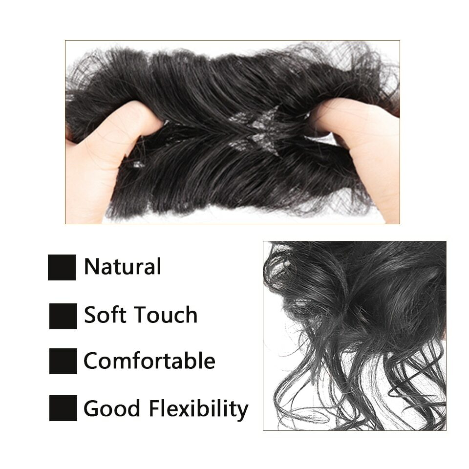 Moño De Pelo Para Mujer Piezas De Cabello Rizado Desordenado Banda Elástica Moda
