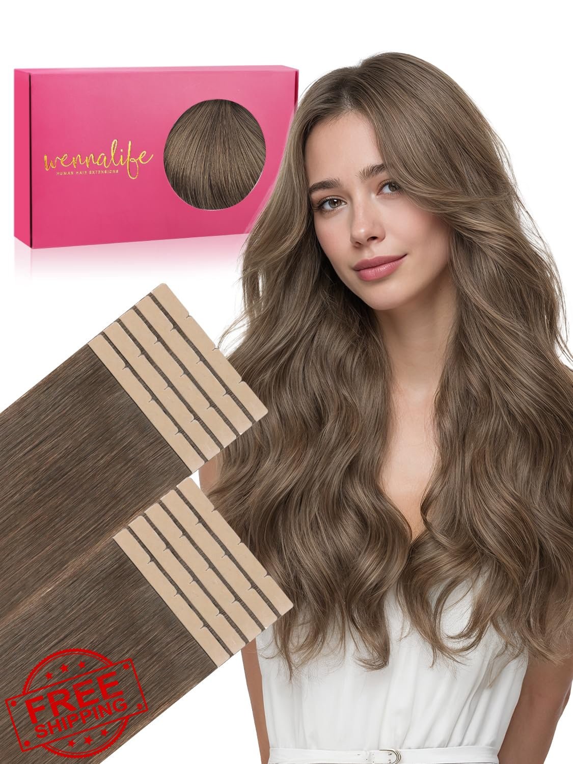 Wennalife Light Brown 8cm 22in tape hair