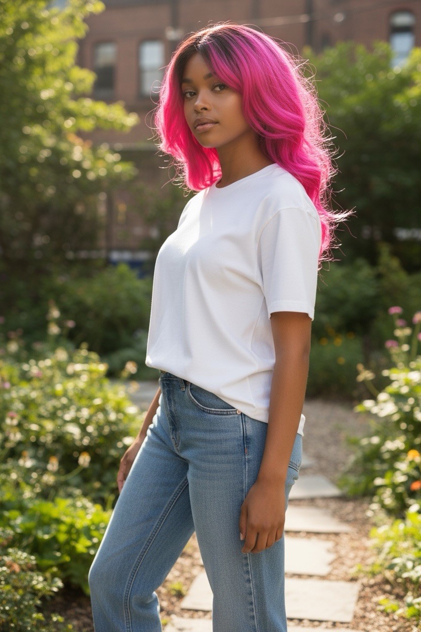 Vibrant Pink Synthetic Hair Wig Brand New