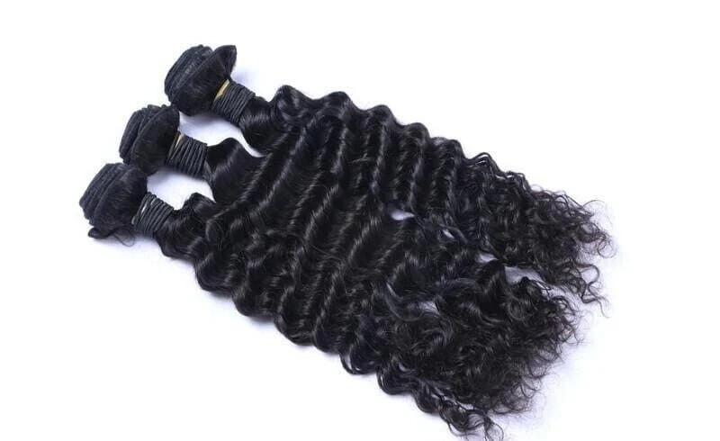 12A 20+20+22 PERUVIAN RAW VIRGIN HUMAN HAIR DEEP WAVES NATURAL COLOUR 1B# 300g