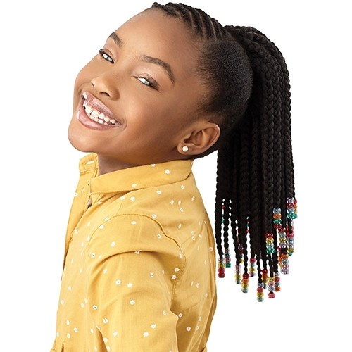 Ponytail for kids – BEADED BOX BRAIDS 12″
