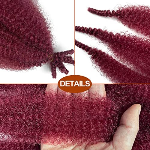 Springy Afro Twist Hair 16 Inch Curly Braiding 16 Inch (Pack of 3) Burgundy