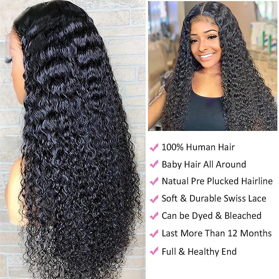 Deep Wave Wigs Brazilian Human Hair Wig Curly Lace Front Wigs Pre Plucked 13×4