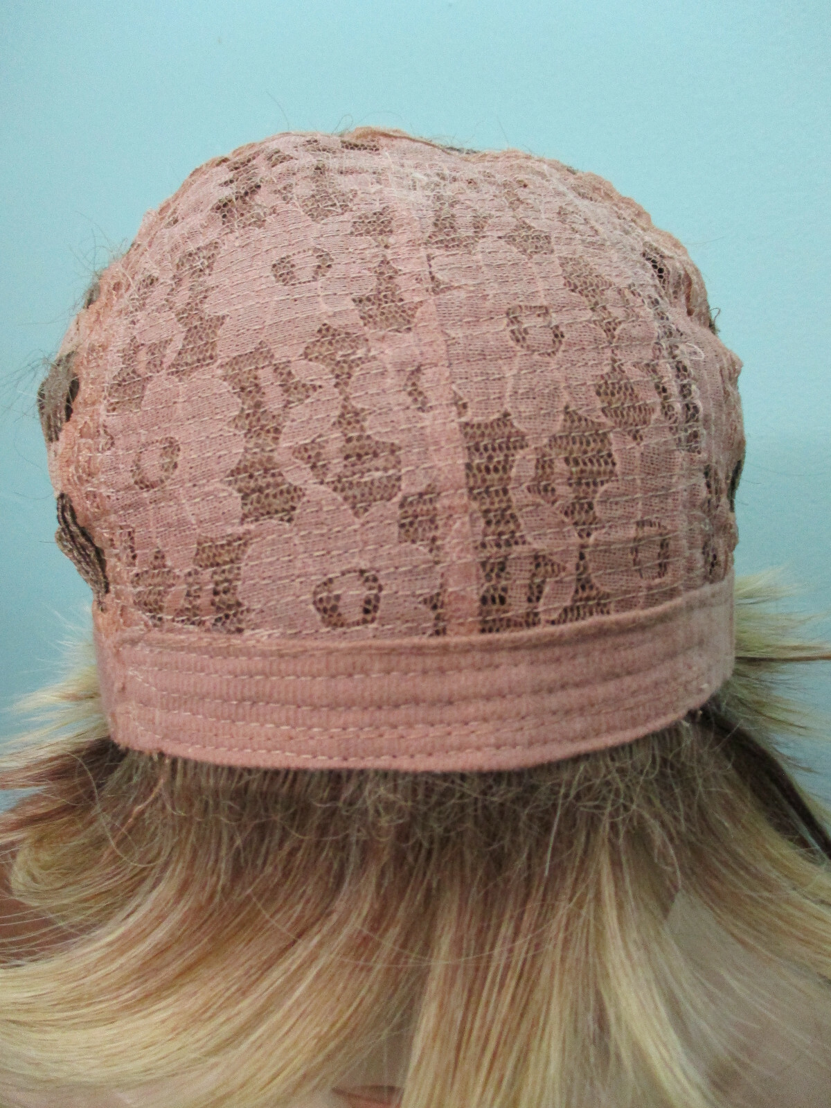 4 – 6″ blonde and medium brown asymmetrical WEDGE style WIG – sideswept bangs