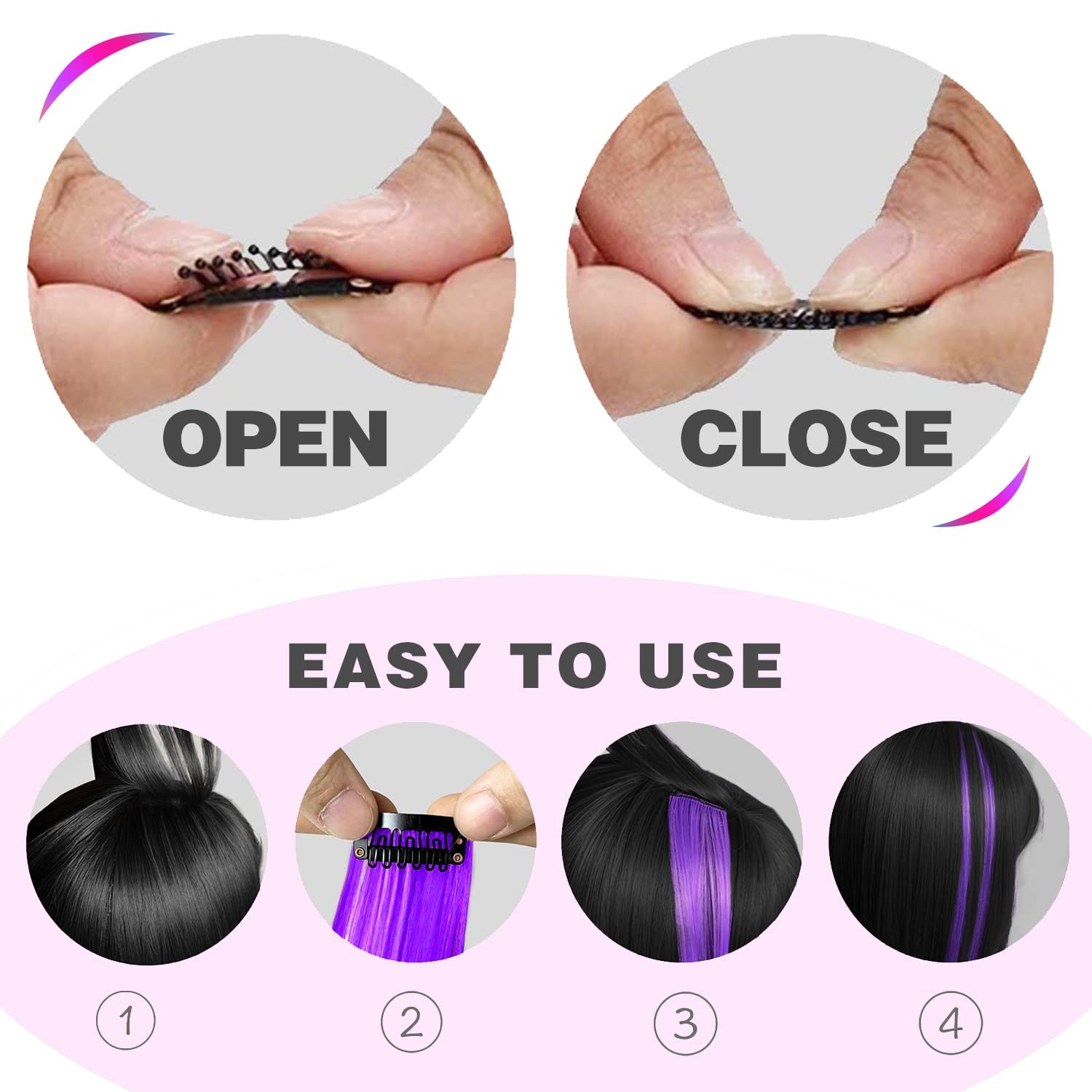 GPOVVIMX 12 PCS Purple Hair Extensions Clip in Curly Wavy Colored Extension f…