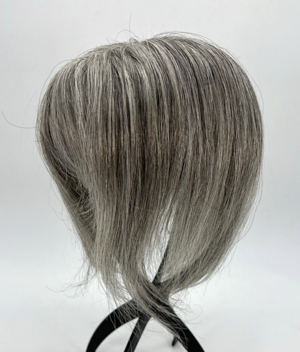 Dark Gray with Bangs 100% Human Hair 10in Topper