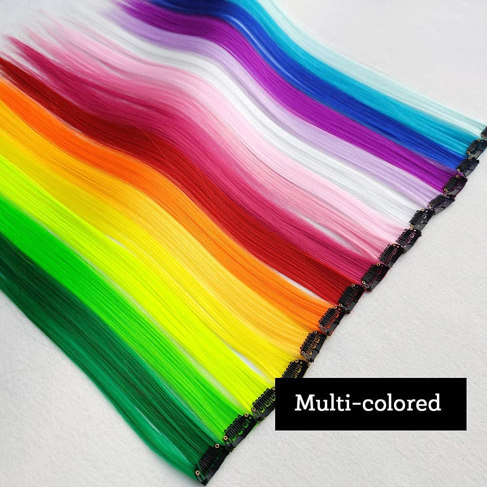 32Packs Colored Hair Extensions 20Inch Straight Color Clip in on Hair Extension