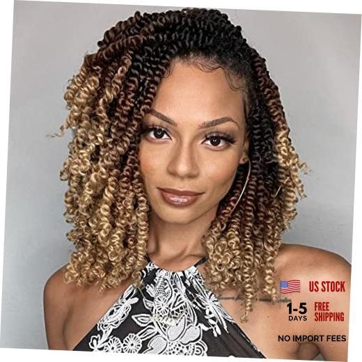 Pre Twisted Passion Twist Crochet Hair 10 Inch 8 10 Inch (Pack of 8) #1B/30/27