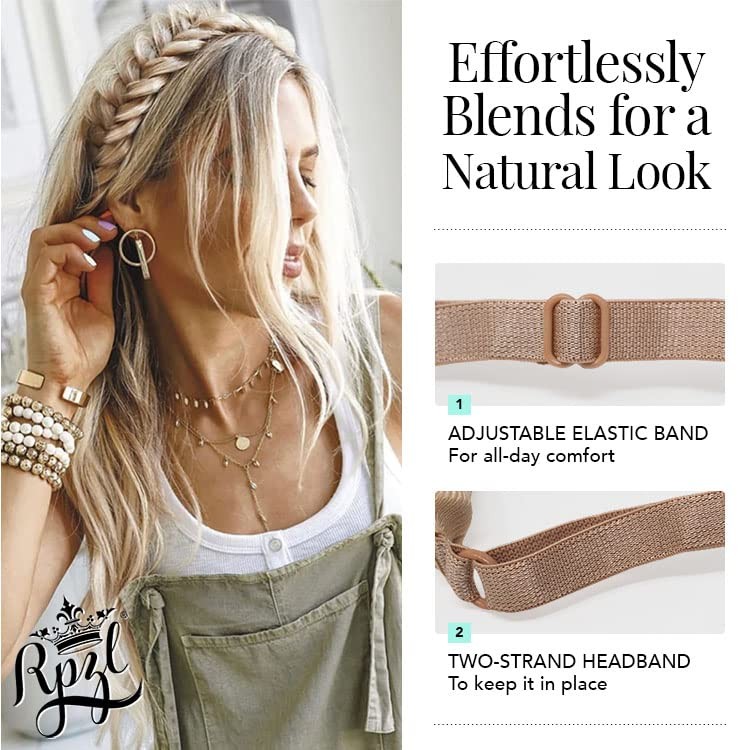 Fully Adjustable Braided Headband- Lighter LIGHTER BROWN & BLONDISH 27/30