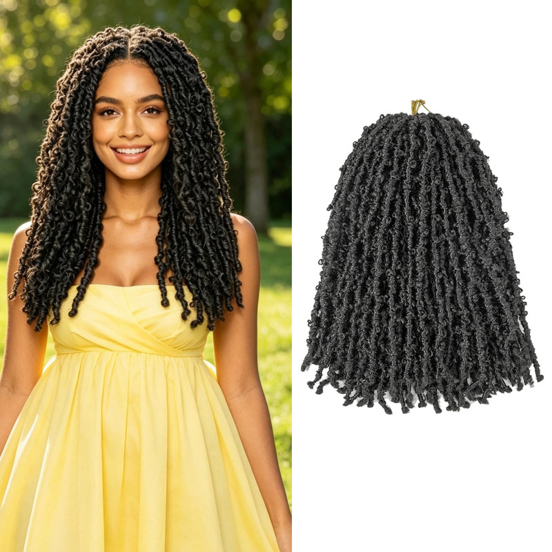 Guohui Butterfly Locs Crochet Hair 16 Inch 6 Packs Color Natural Black All