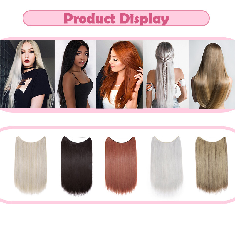 16″~24″ Thick Hidden Secret Wire In Hair Extensions Invisible Hairpiece As Human