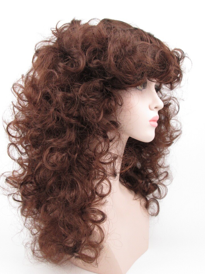 80’S WOMENS LONG MEDIUM LENGTH SOFT WAVY CURLS CURLY HAIR SKIN TOP WIG DELIHLA