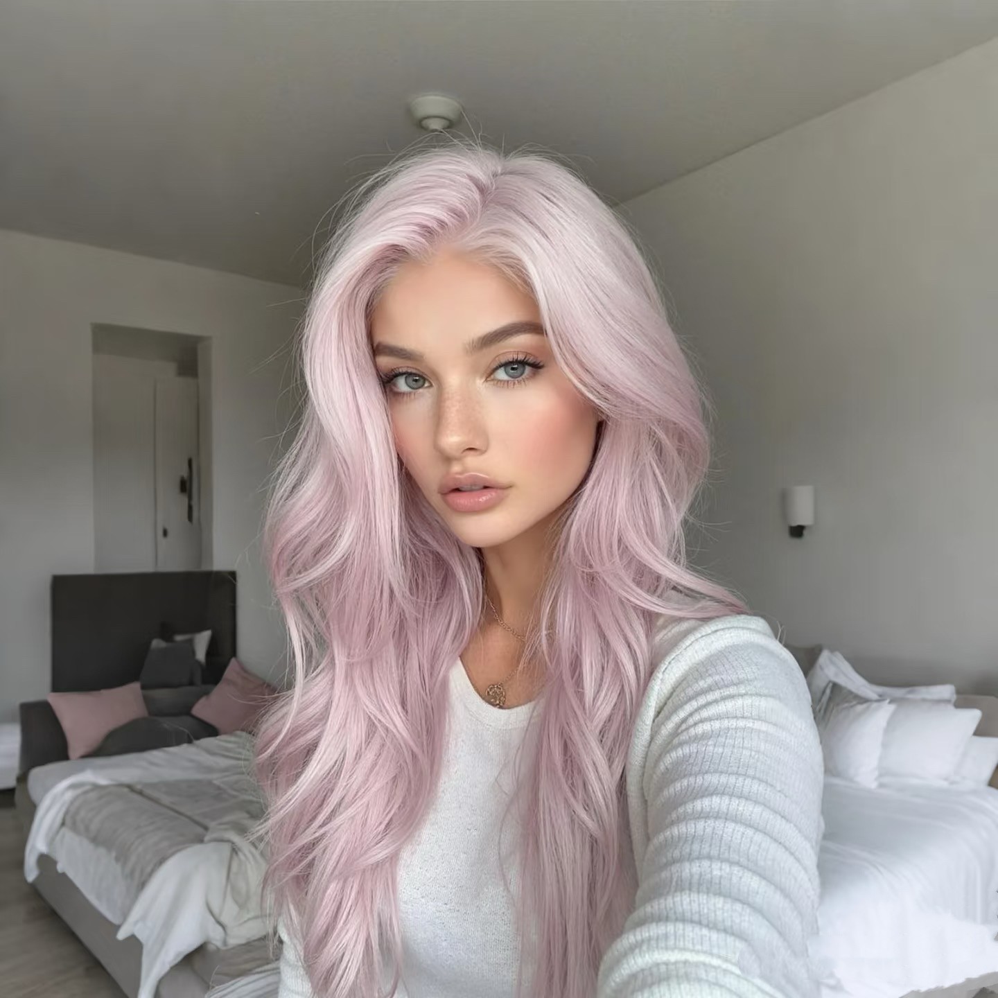 100% Real Human Hair Light Pink 13×4 Lace Front Wigs for Women Party